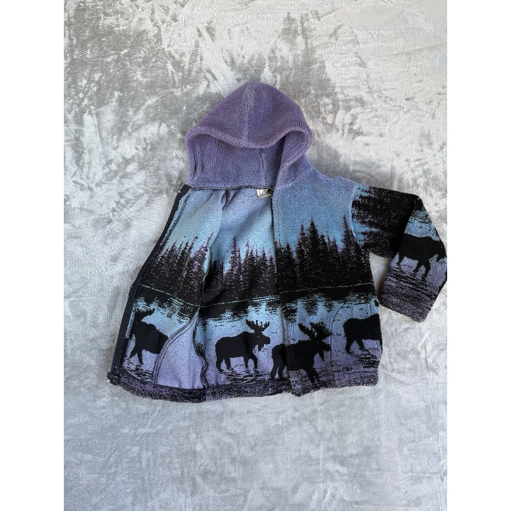 Black Mountain Twilight Moose Plush Fleece Girls Youth Jacket Size 6/7 Purple‎ - Picture 2 of 5
